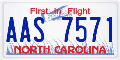NC license plate AAS7571