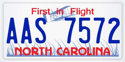 NC license plate AAS7572