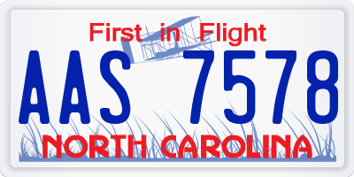 NC license plate AAS7578