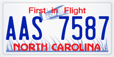 NC license plate AAS7587