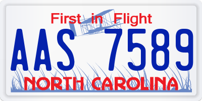 NC license plate AAS7589
