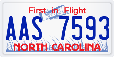 NC license plate AAS7593