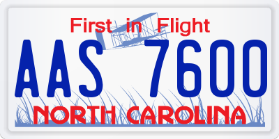 NC license plate AAS7600