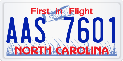NC license plate AAS7601