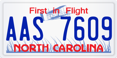 NC license plate AAS7609