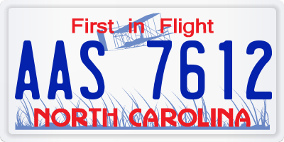NC license plate AAS7612