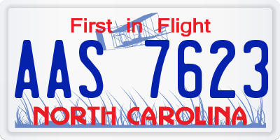 NC license plate AAS7623