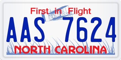 NC license plate AAS7624