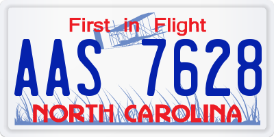 NC license plate AAS7628