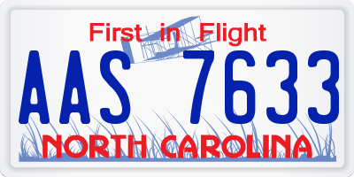 NC license plate AAS7633