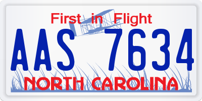 NC license plate AAS7634