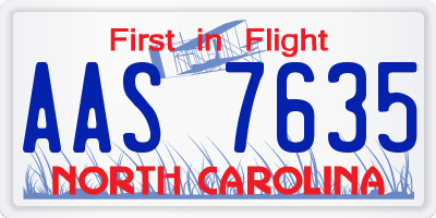 NC license plate AAS7635