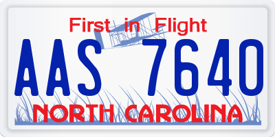 NC license plate AAS7640