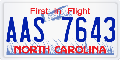 NC license plate AAS7643