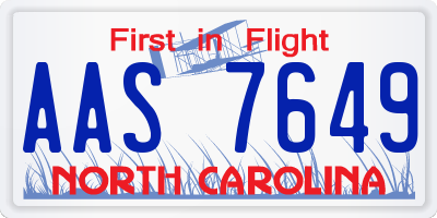 NC license plate AAS7649