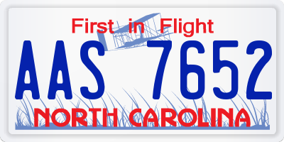NC license plate AAS7652