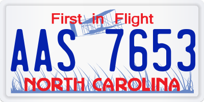 NC license plate AAS7653