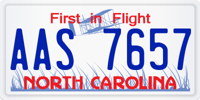NC license plate AAS7657