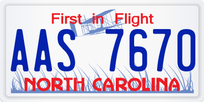 NC license plate AAS7670