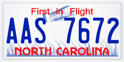 NC license plate AAS7672