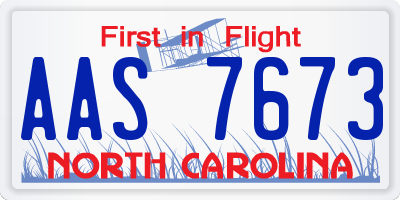 NC license plate AAS7673