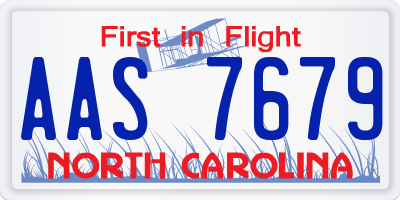 NC license plate AAS7679