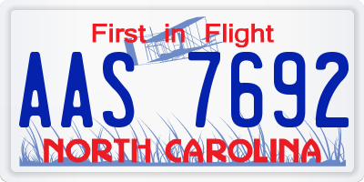 NC license plate AAS7692