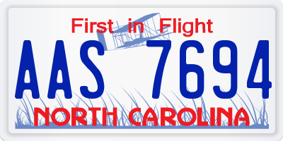 NC license plate AAS7694