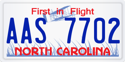 NC license plate AAS7702