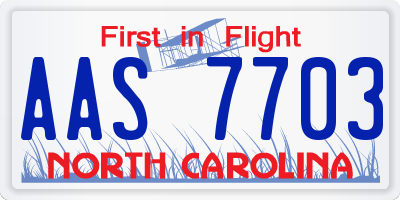NC license plate AAS7703