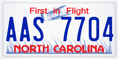 NC license plate AAS7704