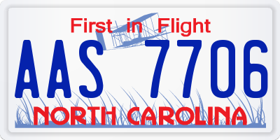 NC license plate AAS7706