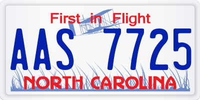 NC license plate AAS7725