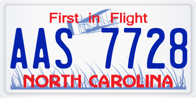 NC license plate AAS7728
