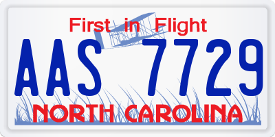 NC license plate AAS7729