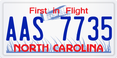 NC license plate AAS7735