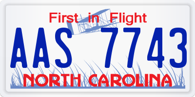 NC license plate AAS7743