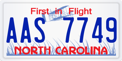 NC license plate AAS7749