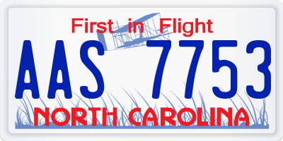 NC license plate AAS7753