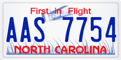 NC license plate AAS7754