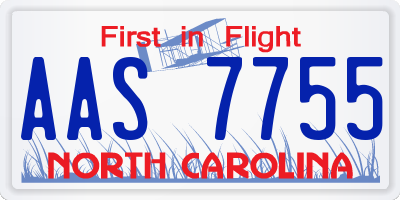 NC license plate AAS7755