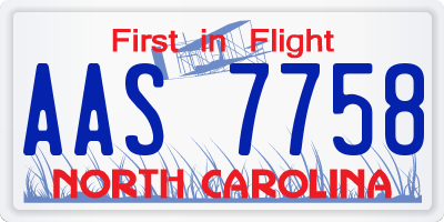 NC license plate AAS7758