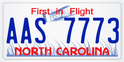 NC license plate AAS7773