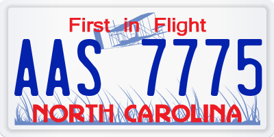 NC license plate AAS7775