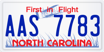 NC license plate AAS7783