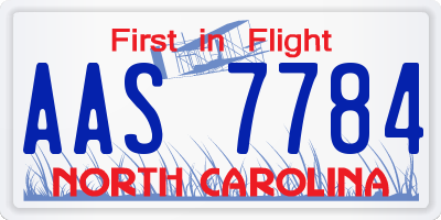 NC license plate AAS7784