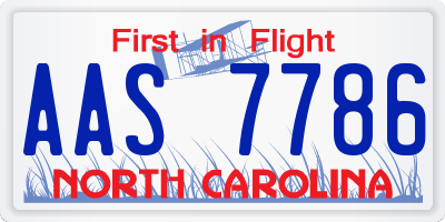 NC license plate AAS7786
