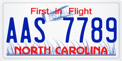 NC license plate AAS7789