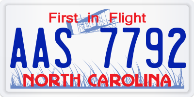 NC license plate AAS7792