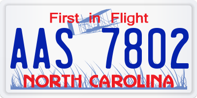 NC license plate AAS7802